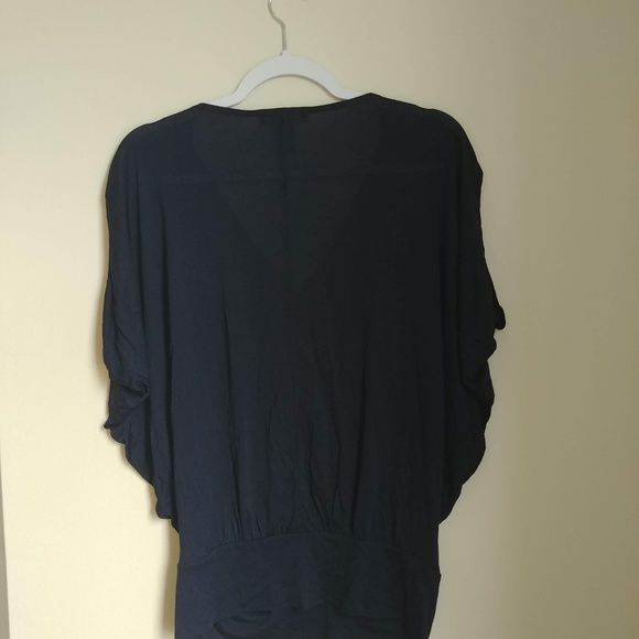 WHBM BLUE EMBELLISHED NECK BLOUSON TOP BLOUSE - Picture 7 of 7